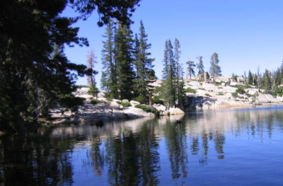 Sapphire blue lake in the High Sierras