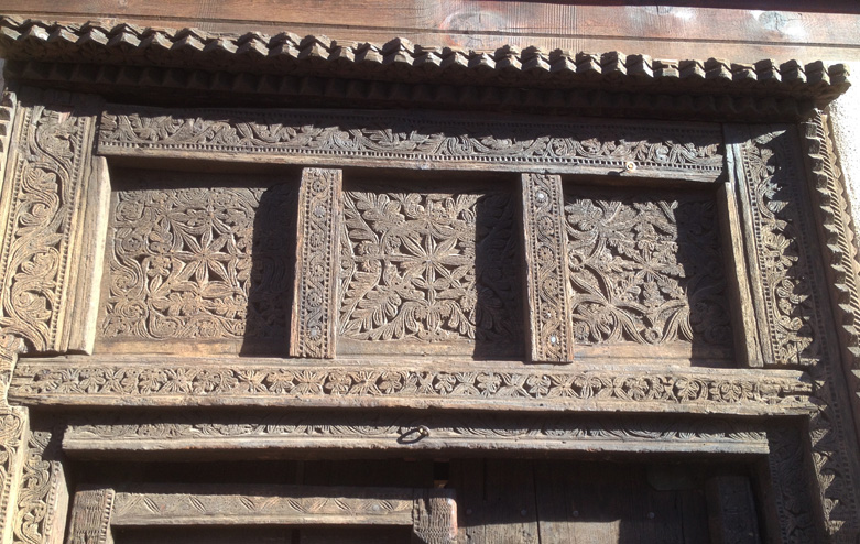 Carved facade downtown in Santa Fe
